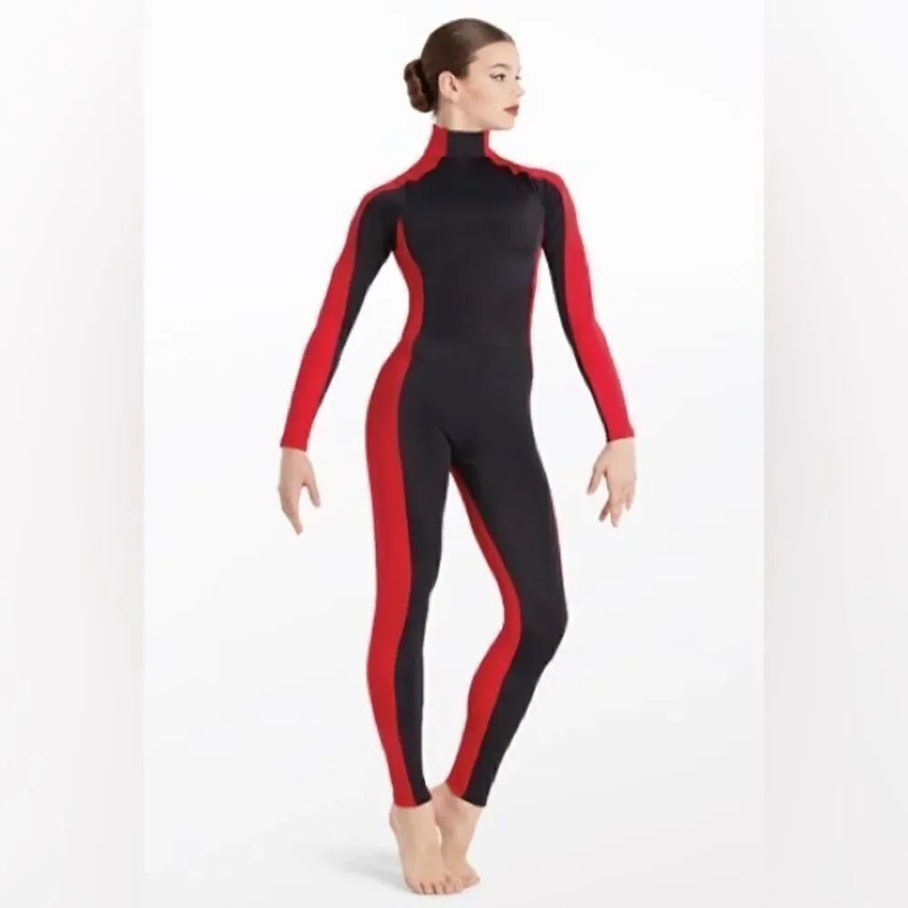 Weissman Elite Dance Costume unitard jumpsuit Black red Destinations MT11202 MC
